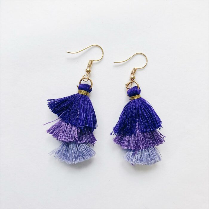 Shades of Purple Tassel Earrings - Image 2