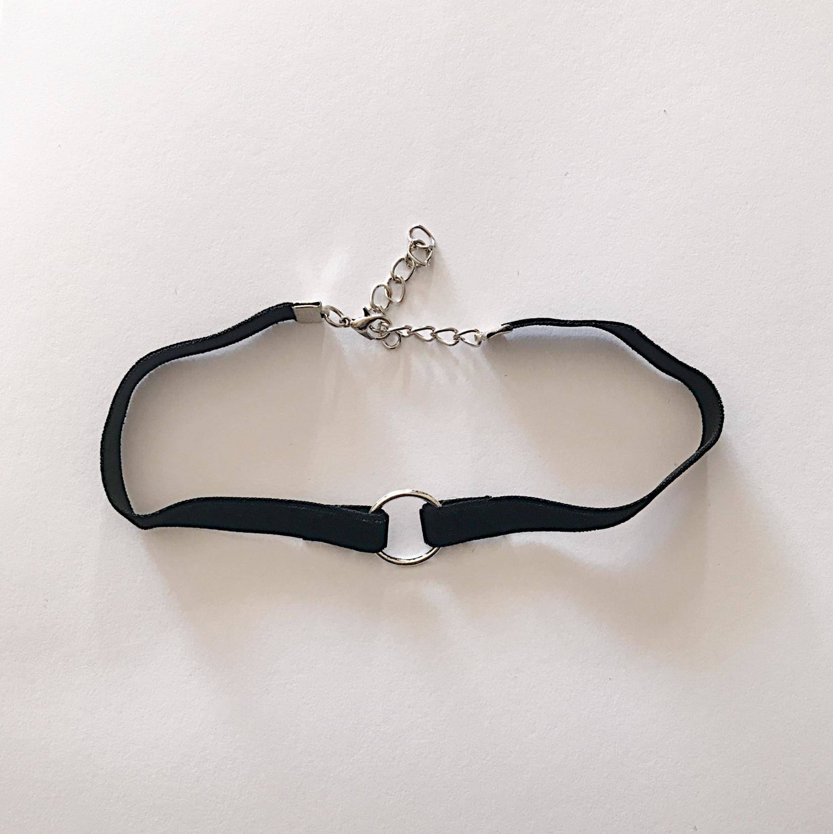 choker Silver Circle Velvet Choker - Image 1