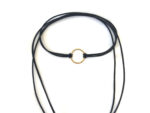 Gold Circle Leather Wrap Choker