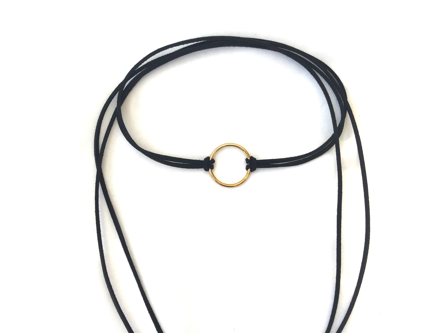 wrap choker Gold Circle Leather Wrap Choker - Image 1