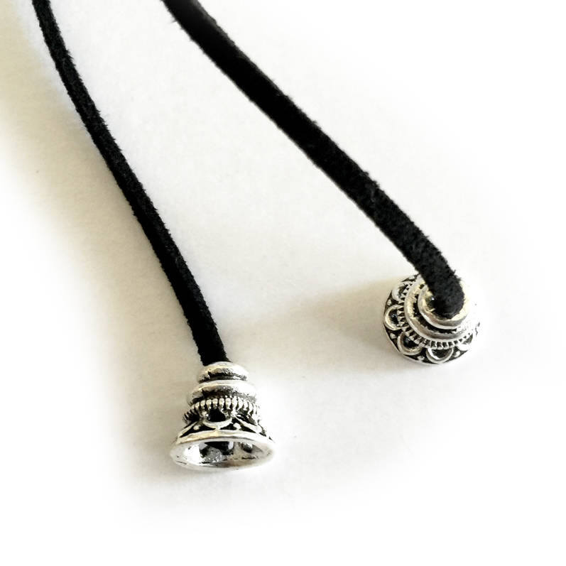 wrap choker Leather Wrap Choker with Silver Boho Metal Detail - Image 1