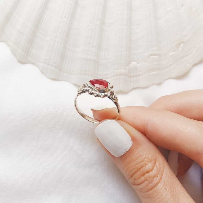 Sterling Silver Red-Pink Topaz Ring - Size 7 - Image 2