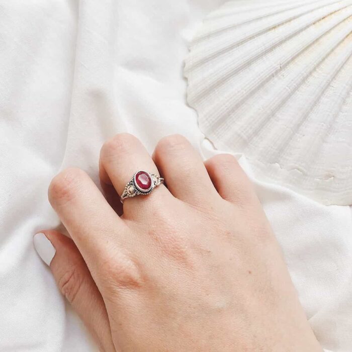 Sterling Silver Red-Pink Topaz Ring - Image 3