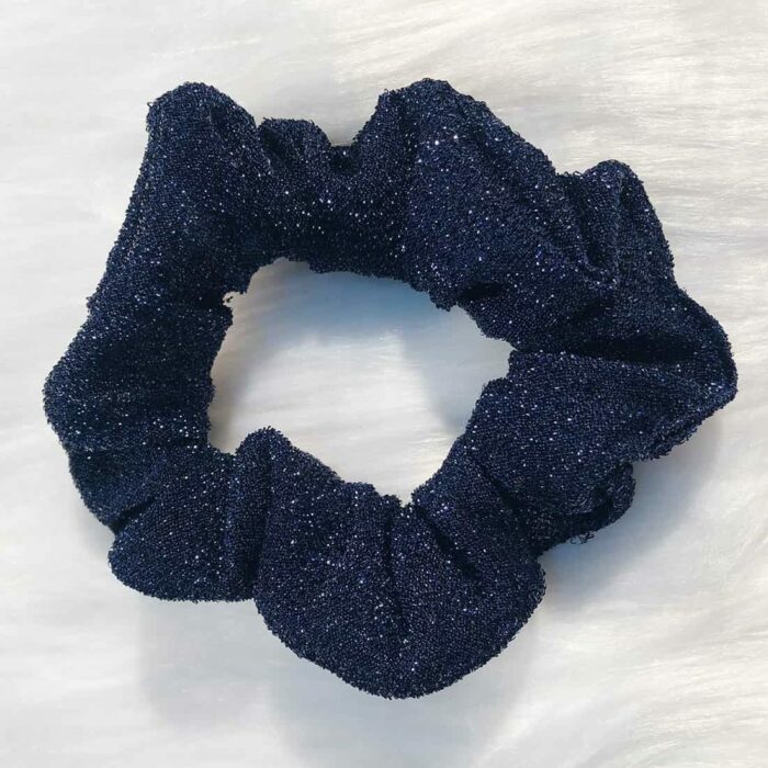 Navy Blue Glitter Mesh Scrunchy - Image 2