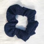 Navy Blue Glitter Mesh Scrunchy