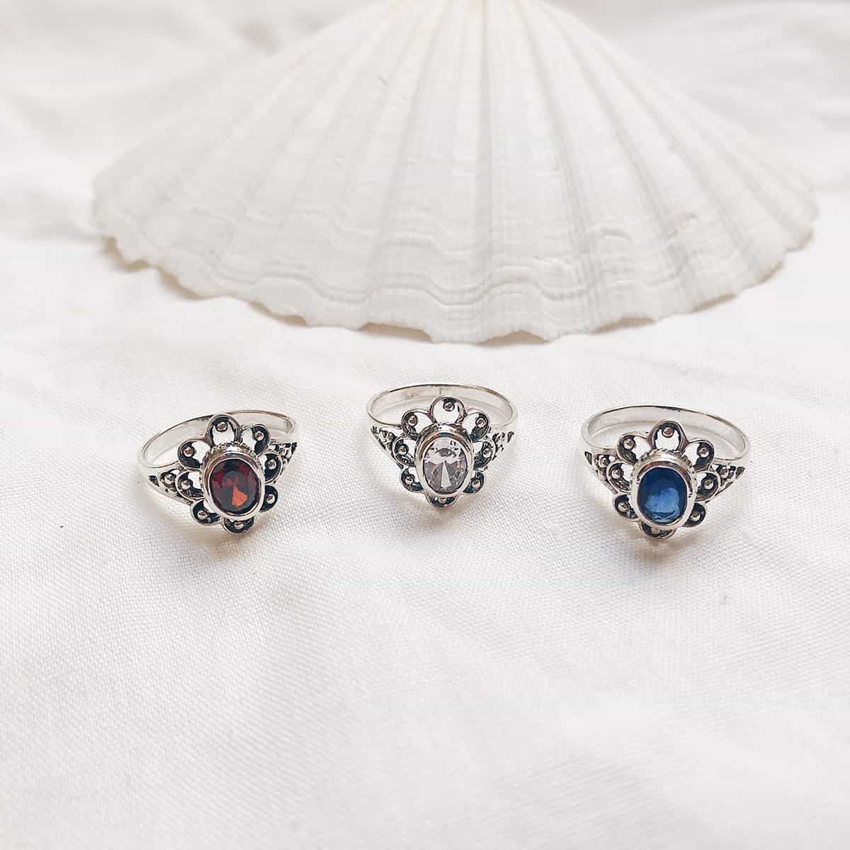 sterling-silver-rings Sterling Silver Gemstone Rings (Different Sizes) - Image 1