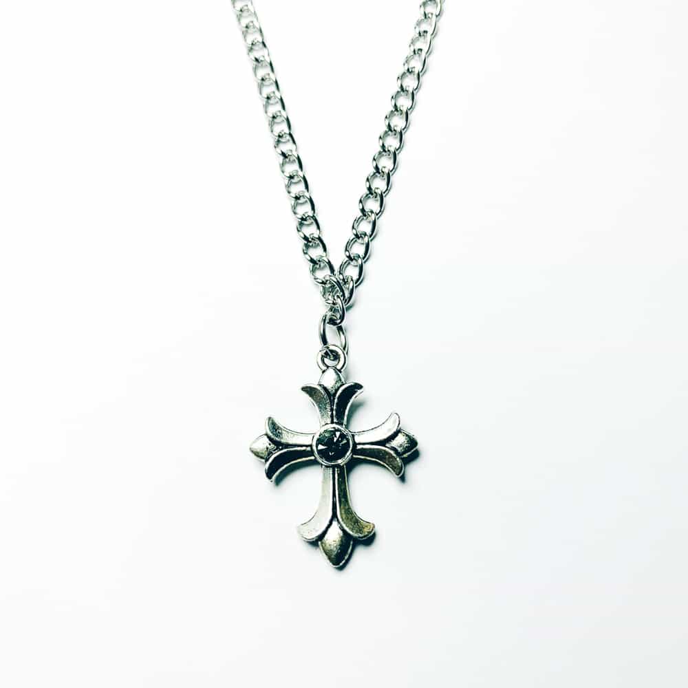 cross with black diamante Cross with Black Diamanté Necklace - Image 1