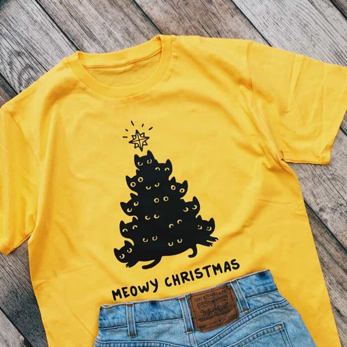 Meowy Christmas T-Shirt - Image 3