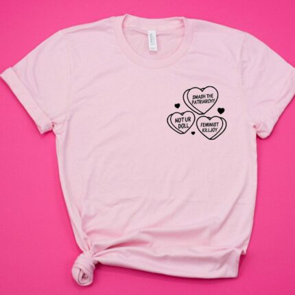 Feminist Hearts Pocket Print T-Shirt