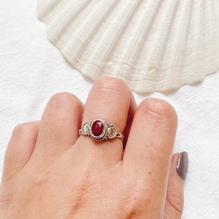 Sterling Silver Red/Pink Topaz Ring