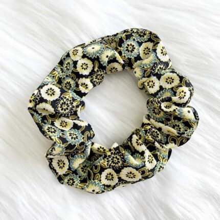 Black Floral Scrunchy