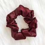 Dark Maroon Satin Scrunchy