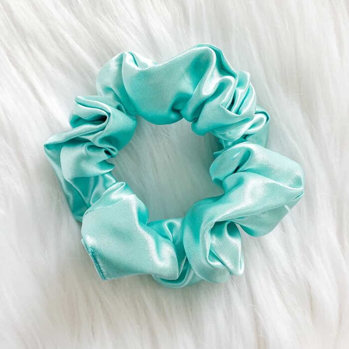 Light Teal Satin Scrunchy