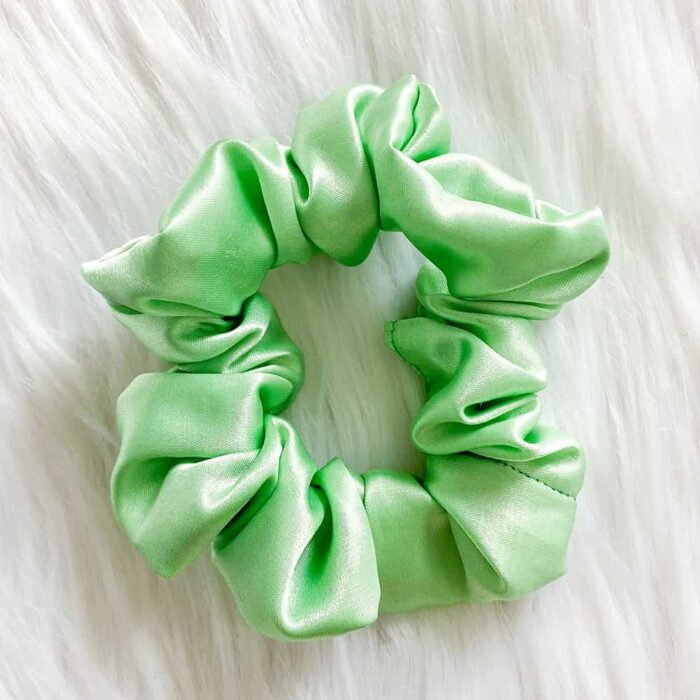 Lime Green Satin Scrunchy