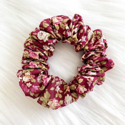 Maroon Floral Scrunchy