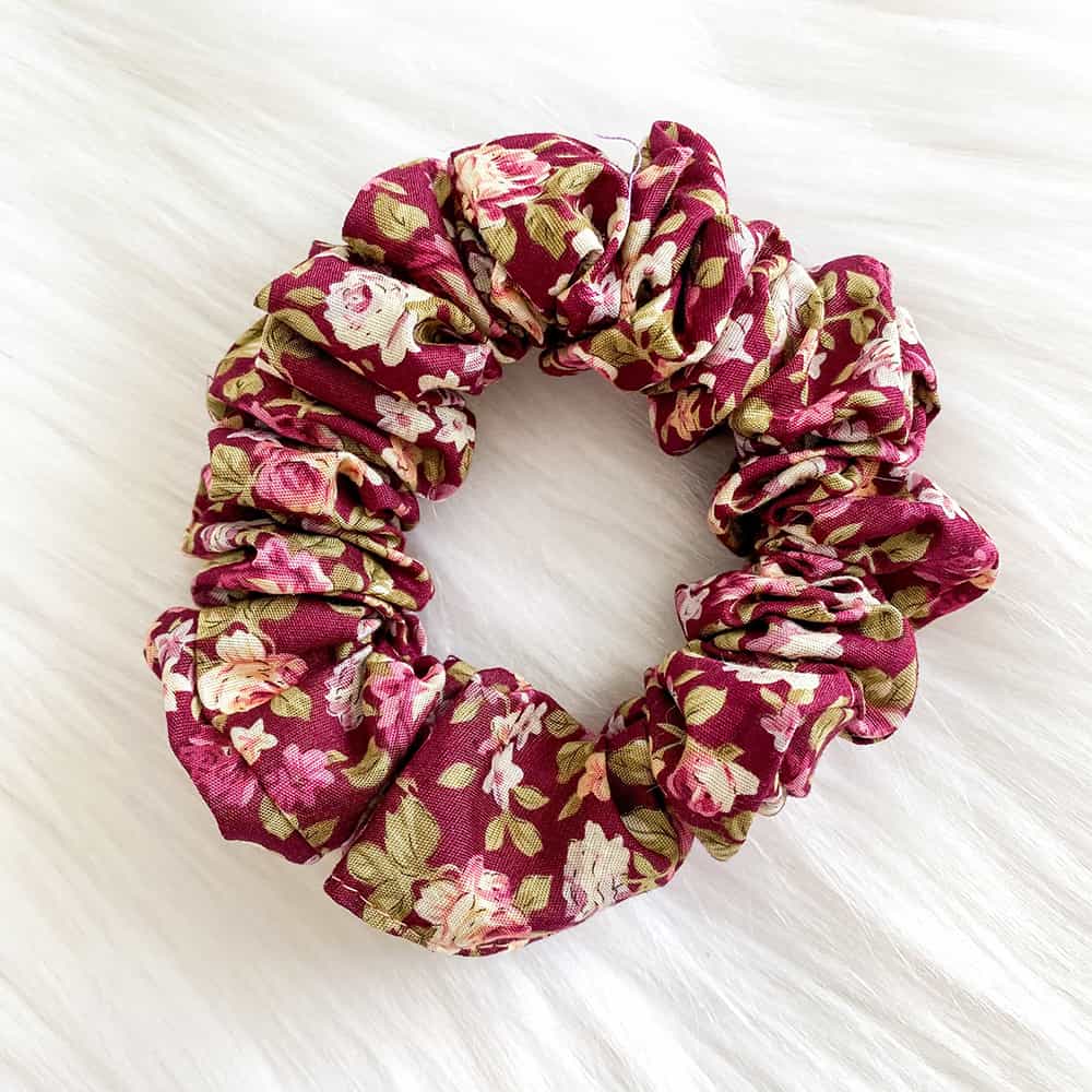 Maroon Floral Scrunchy Maroon Floral Scrunchy