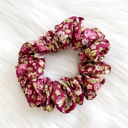 Maroon Floral Scrunchy
