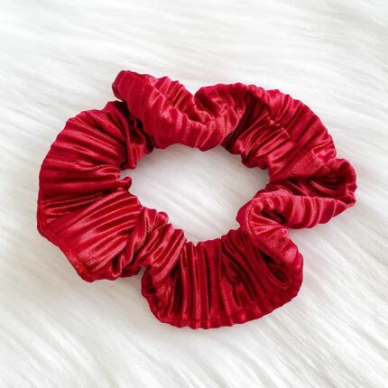 Maroon Ribbed Satin Scrunchy