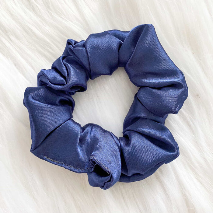 Midnight Blue Satin Scrunchy