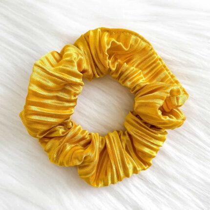Mustard Ribbed Satin Scrunchy