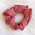 Maroon Gingham Scrunchy