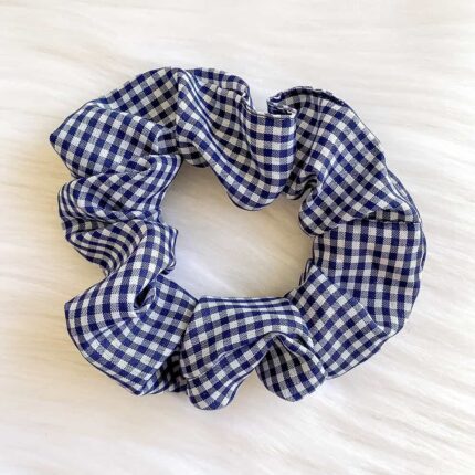 Navy Gingham Scrunchy