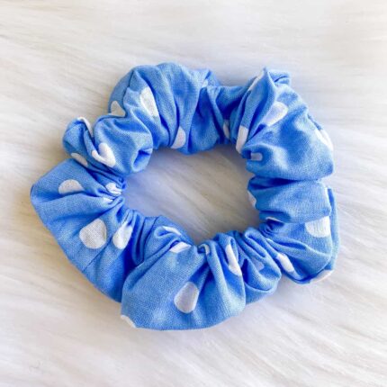 Blue Polka Dot Scrunchy