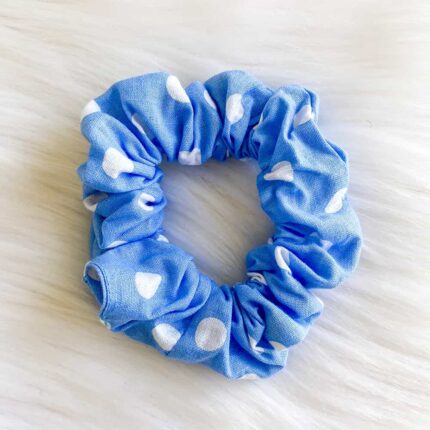 Blue Polka Dot Scrunchy