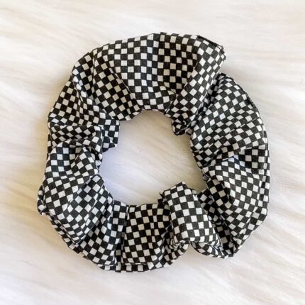 Black Checkered Scrunchy