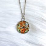 Van Gogh Vase Of Sunflowers Glass Necklace