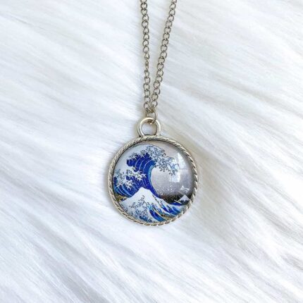 The Great Wave of Kanagawa Glass Necklace