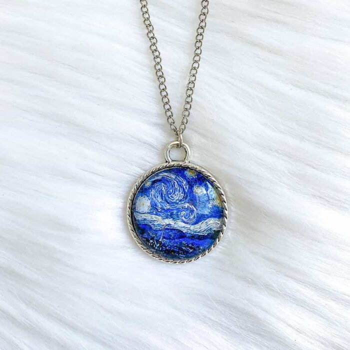 Van Gogh Starry Night Glass Necklace