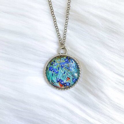 Van Gogh Irises Glass Necklace
