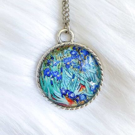 Van Gogh Irises Glass Necklace