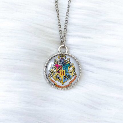 White Hogwarts Glass Necklace
