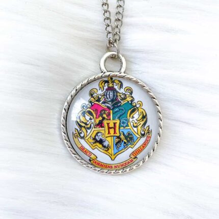 White Hogwarts Glass Necklace