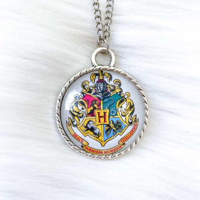 White Hogwarts Glass Necklace