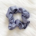 Pewter Grey Satin Scrunchy