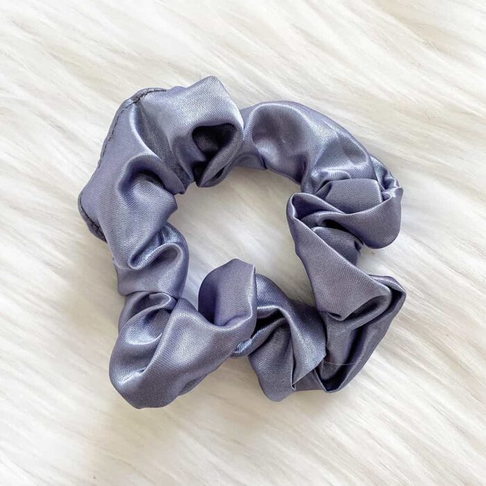 Pewter Grey Satin Scrunchy