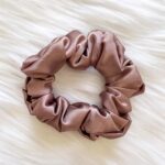 Rose Brown Satin Scrunchy