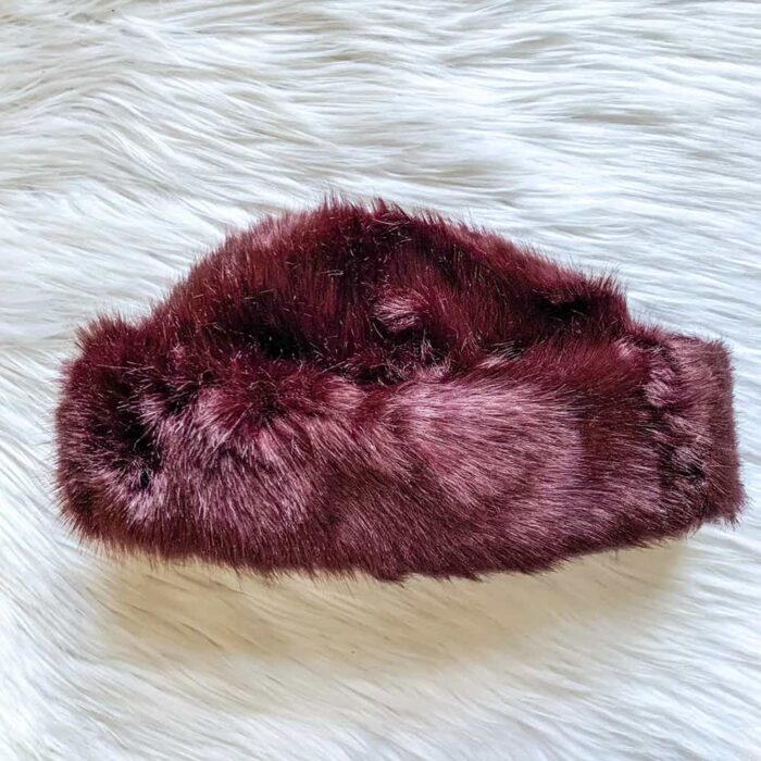 Burgundy Brown Faux Fur Hat