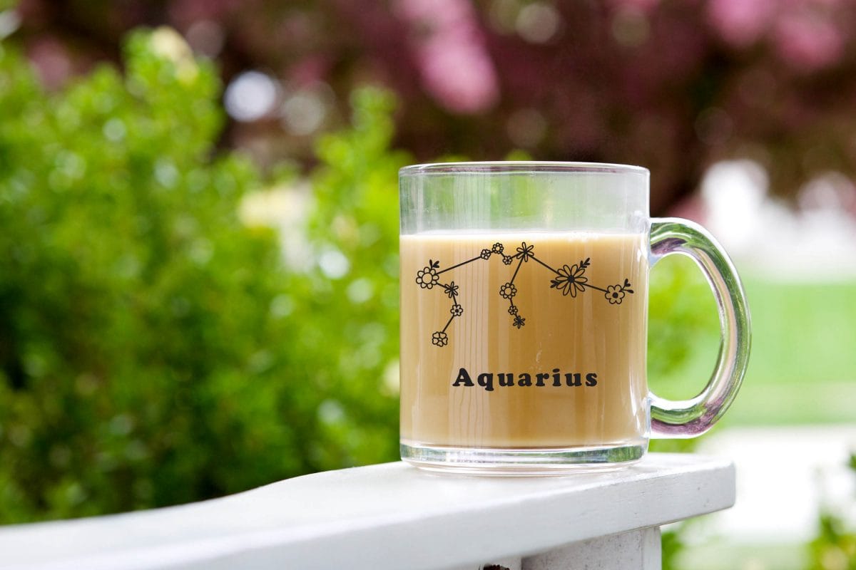 Aquarius Floral Glass Mug 2 Aquarius Floral Glass Mug 2