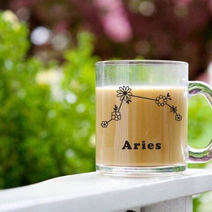 Aries Floral Glass Mug