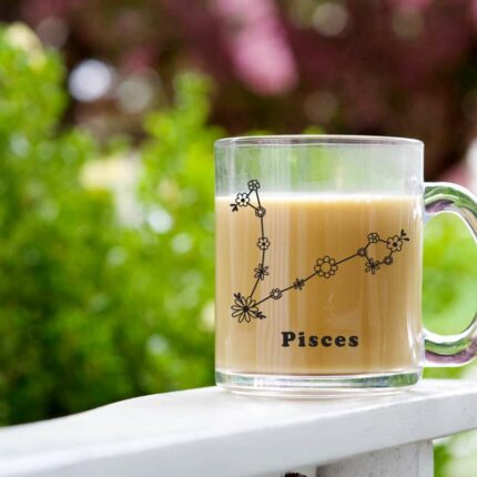 Pisces Floral Glass Mug 2