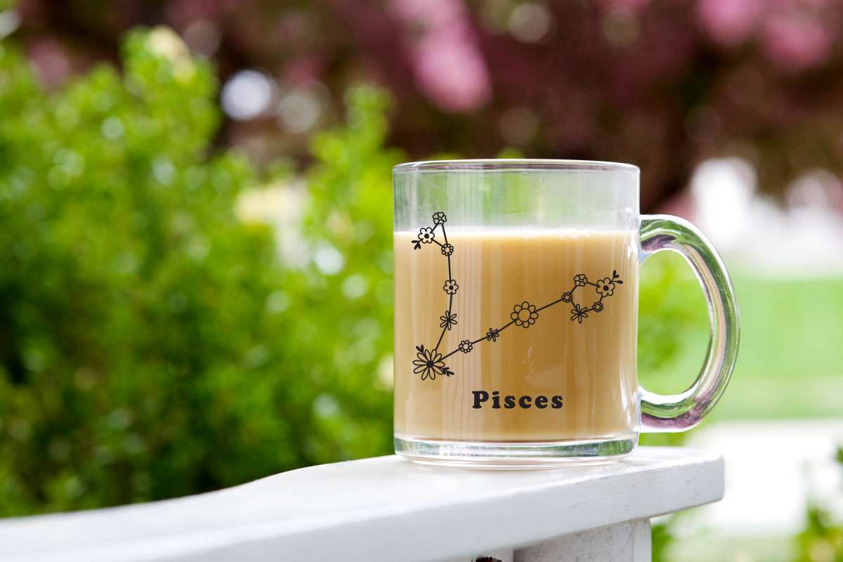 Pisces Floral Glass Mug 2 Pisces Floral Glass Mug 2