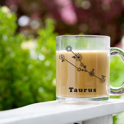Taurus Floral Glass Mug