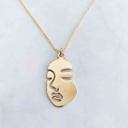 Line Art Face Necklace