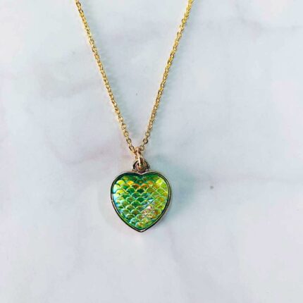 Mermaid Heart Green Pendant Necklace