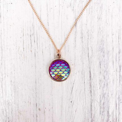 Mermaid Pink Round Pendant Necklace