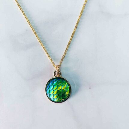 Mermaid Green Round Pendant Necklace